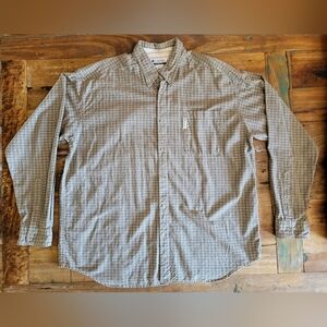 Columbia Mens XXL Plaid Long Sleeve Cotton Collared Button Up Shirt Green Tan